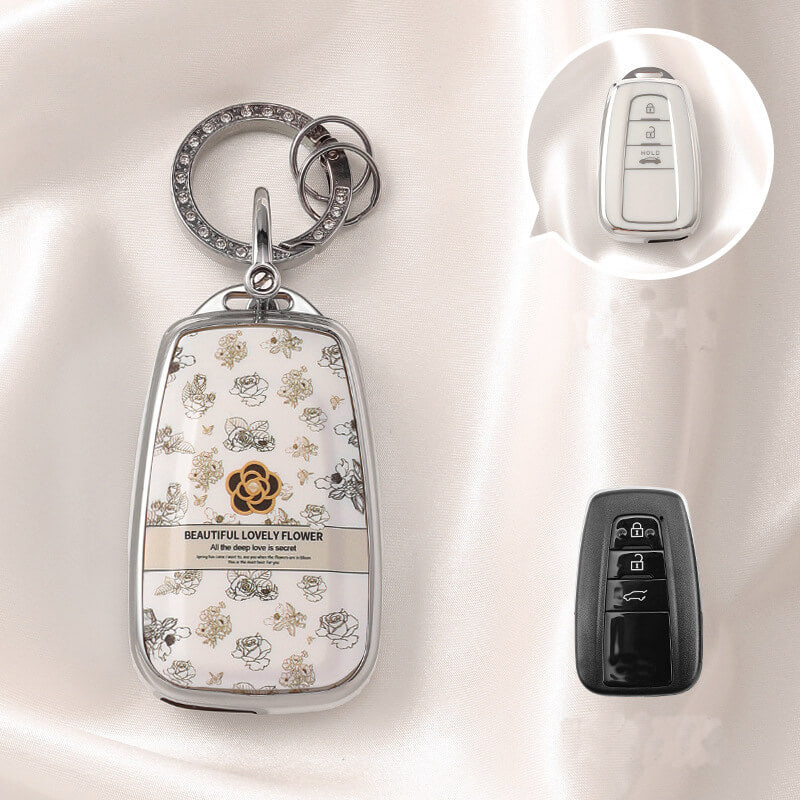 【トヨタ】ホワイトフラワーキーケース〔Fタイプ〕