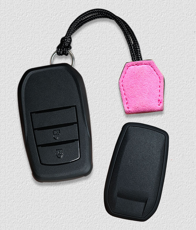 【トヨタ】紐ストラップ付きブラックキーケース〔Eタイプ〕