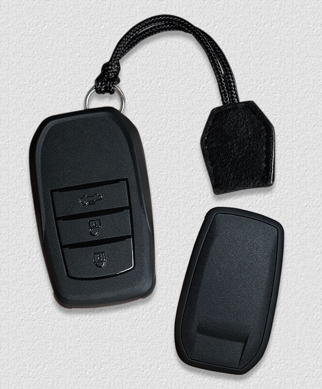 【トヨタ】紐ストラップ付きブラックキーケース〔Eタイプ〕