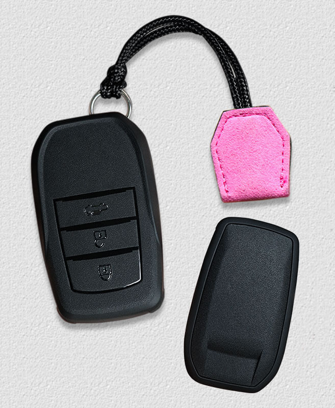 【トヨタ】紐ストラップ付きブラックキーケース〔Eタイプ〕