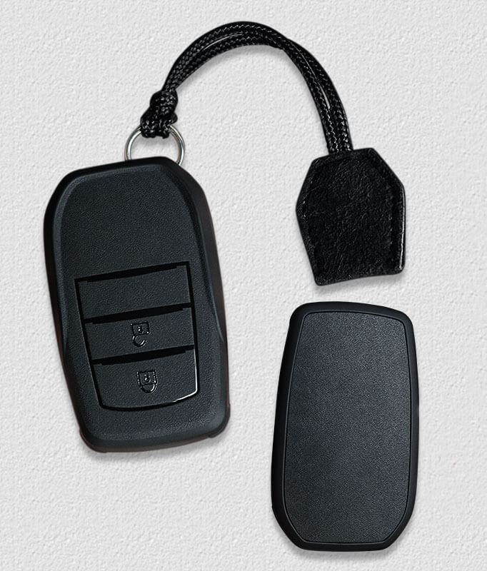 【トヨタ】紐ストラップ付きブラックキーケース〔Eタイプ〕