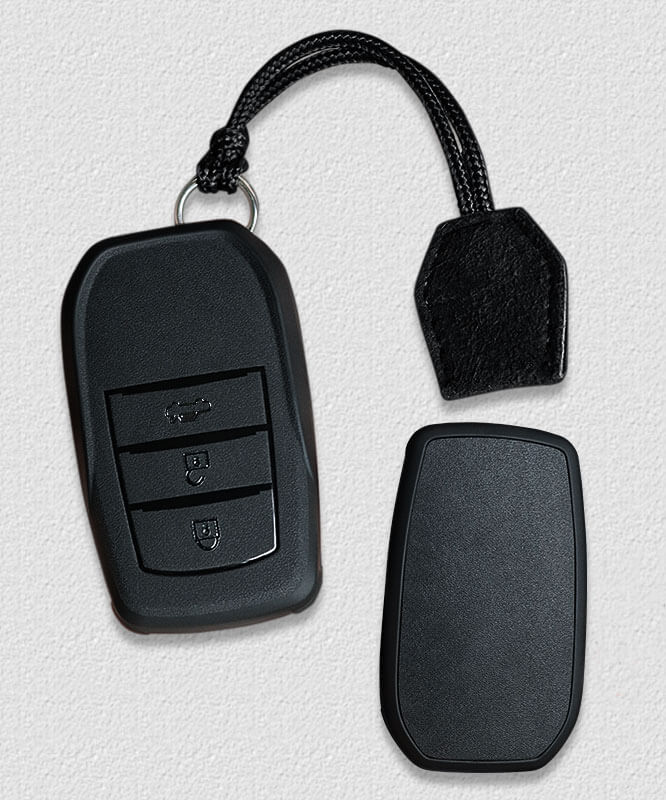 【トヨタ】紐ストラップ付きブラックキーケース〔Eタイプ〕