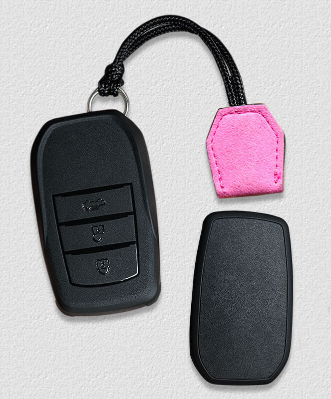 【トヨタ】紐ストラップ付きブラックキーケース〔Eタイプ〕