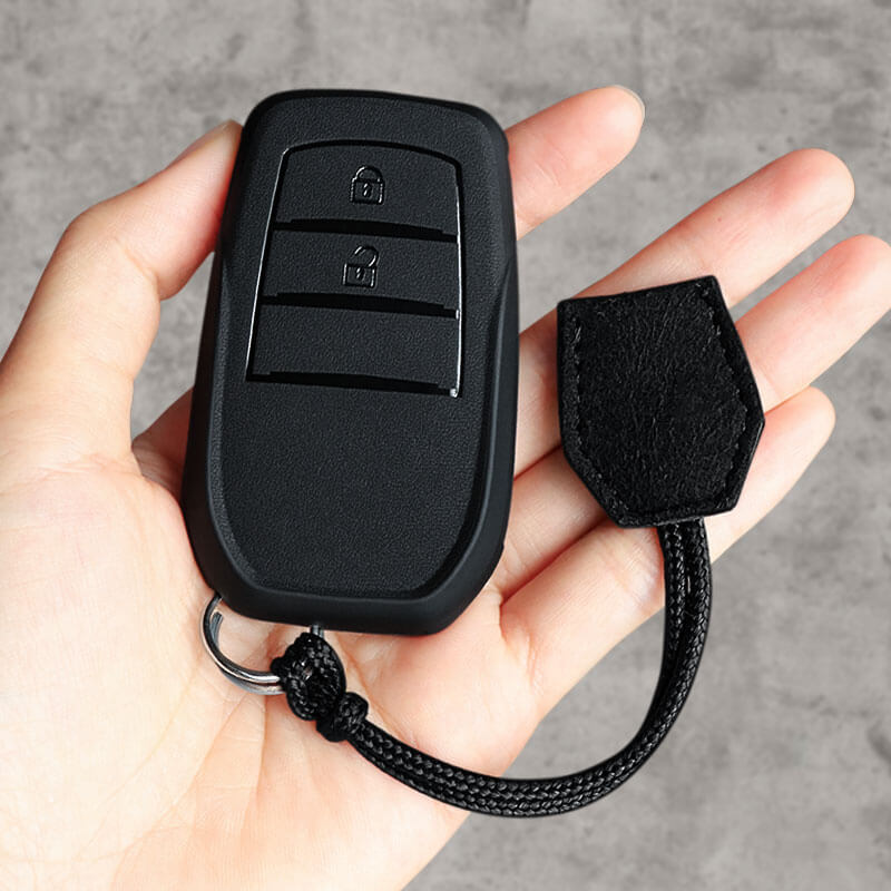 【トヨタ】紐ストラップ付きブラックキーケース〔Eタイプ〕