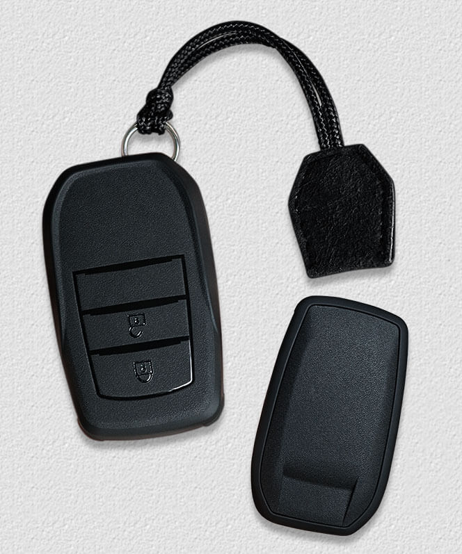 【トヨタ】紐ストラップ付きブラックキーケース〔Eタイプ〕