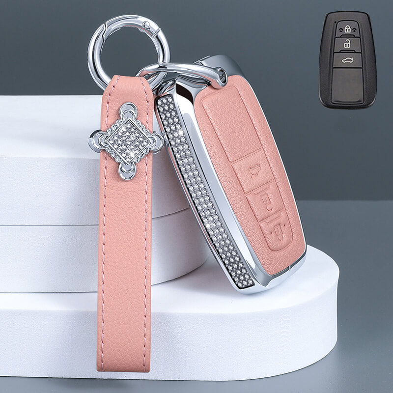 【トヨタ】ストラップ付きサイドビジュー&レザースマートキーケース〔Fタイプ〕