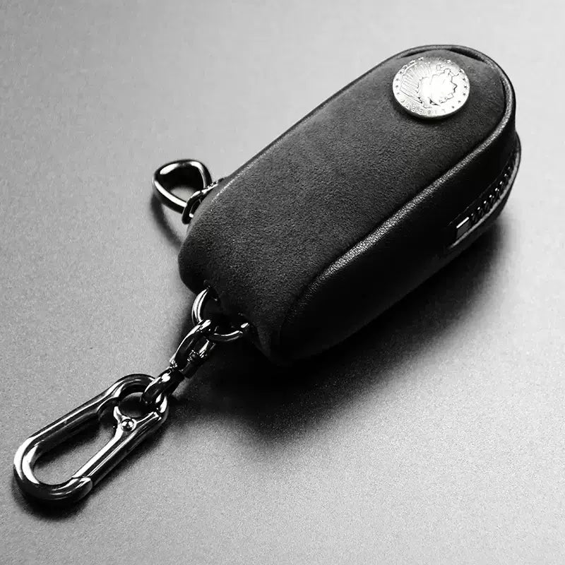 【全車種対応】ジッパー付きスウェードスマートキーケース