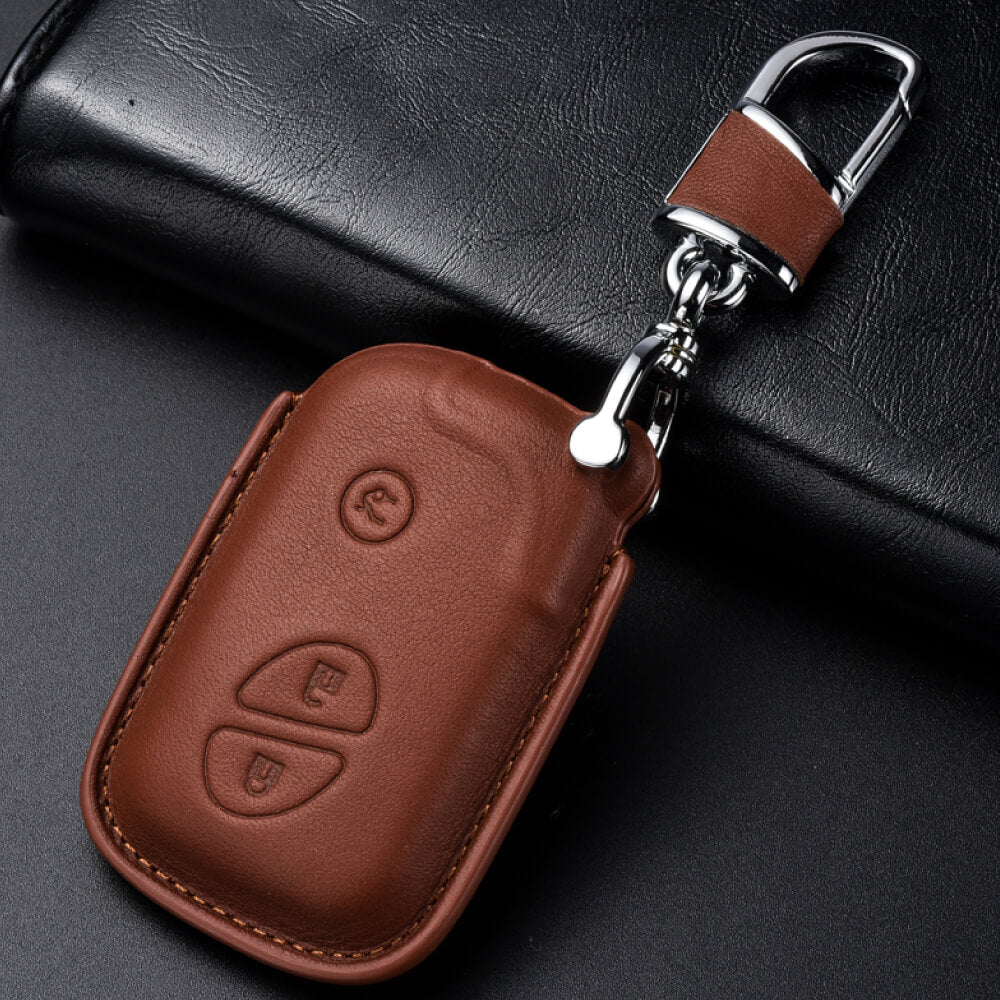 【レクサス】バックル付きブラウンレザースマートキーケース〔Cタイプ〕