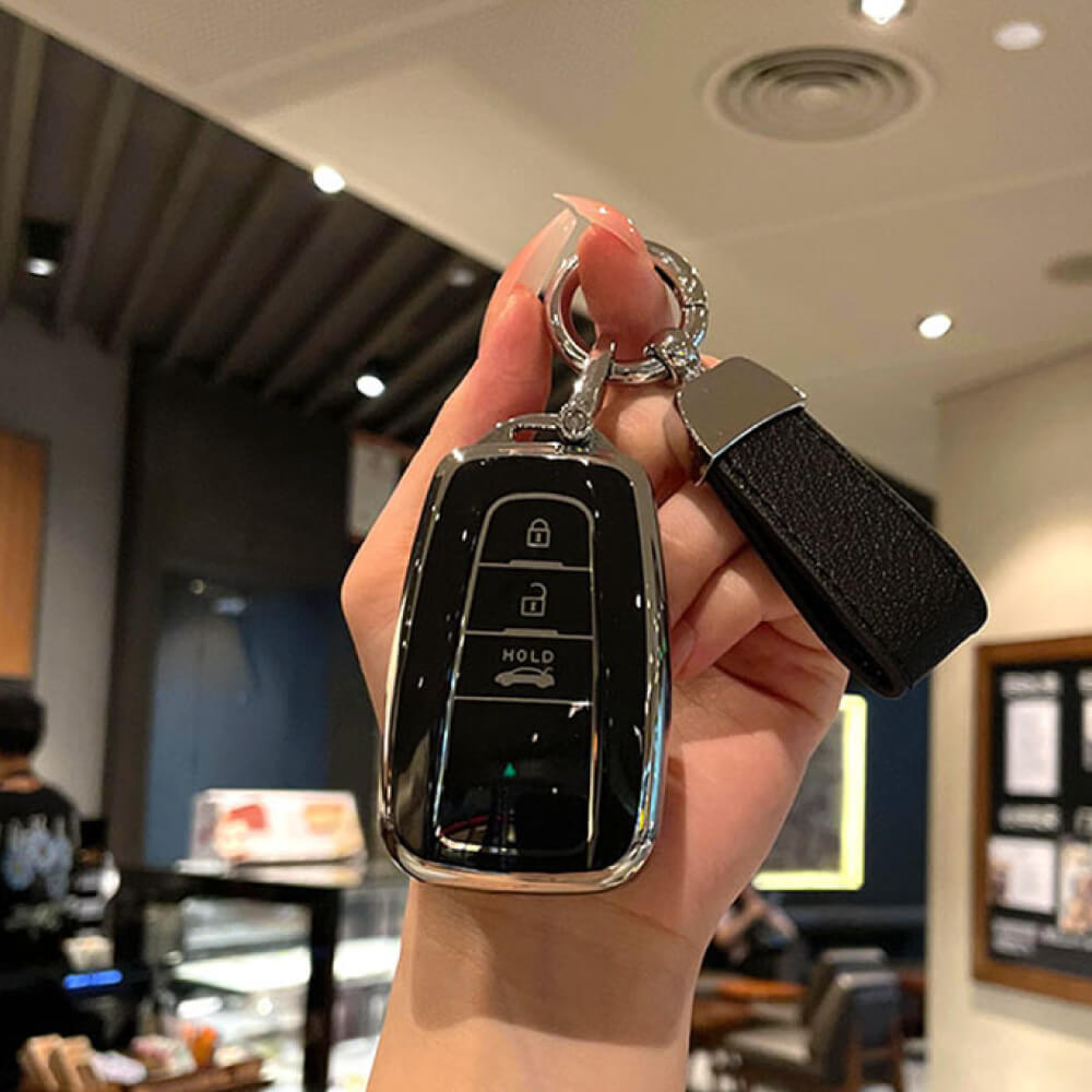 【トヨタ】ストラップ付きTPUホワイトキーケース〔Fタイプ〕