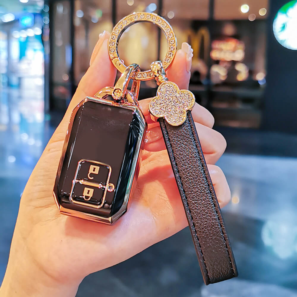 【スズキ】ハスラー スイフト適合 人気のエレガントキーケース ストラップ付スマートキーケース（クローバービジュー）〔Bタイプ〕