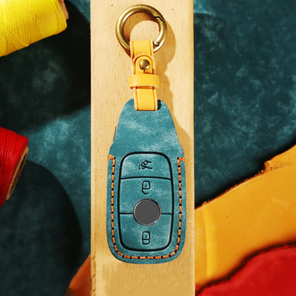 【ベンツ】ピーコックブルーレザースマートキーケース ｜2・3・Xシリーズ Gクラスゲレンデ