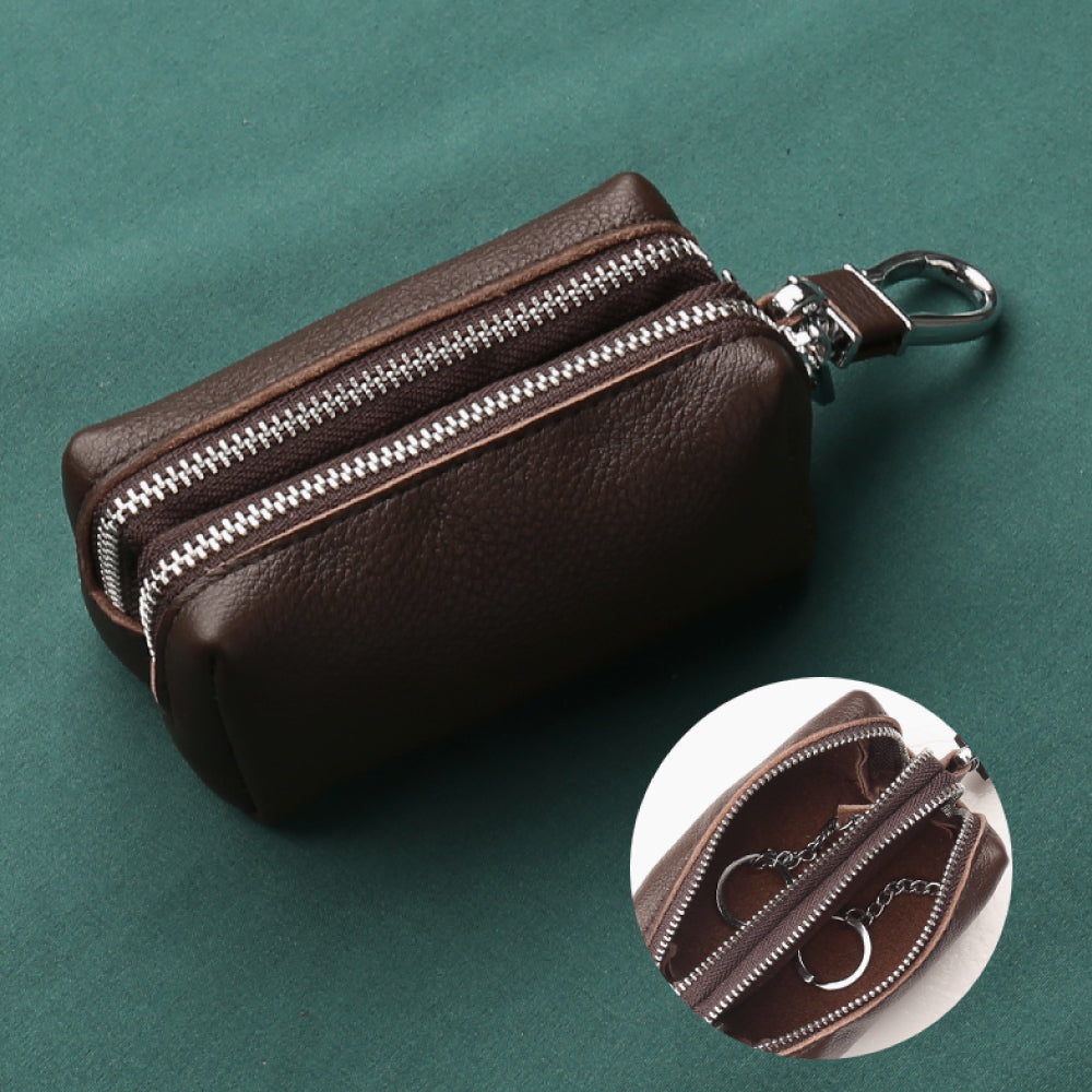 【全車種】2個収納ダブルジッパーレザースマートキーケース