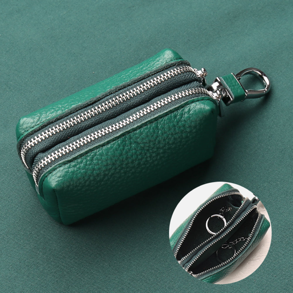 【全車種】2個収納ダブルジッパーレザースマートキーケース