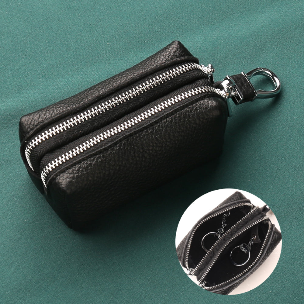 【全車種】2個収納ダブルジッパーレザースマートキーケース