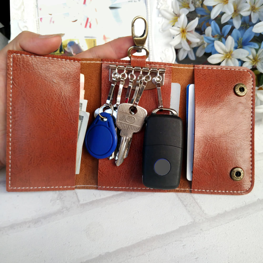 【全車種】免許証が入る★レザー三つ折りタイプスマートキーケース