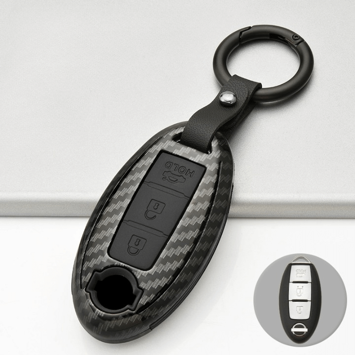 【日産】キーリング付きカーボンスタイルキーケース〔Aタイプ〕