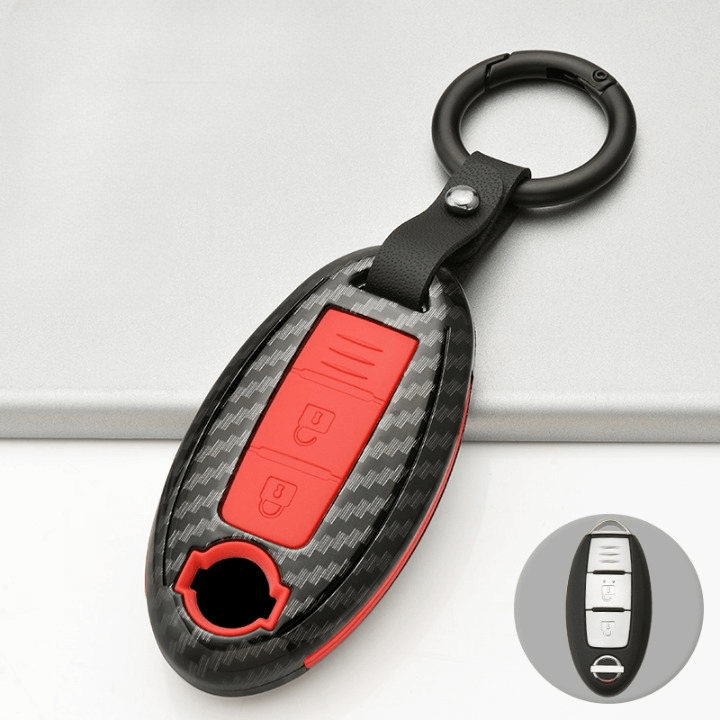 【日産】キーリング付きカーボンスタイルキーケース〔Aタイプ〕