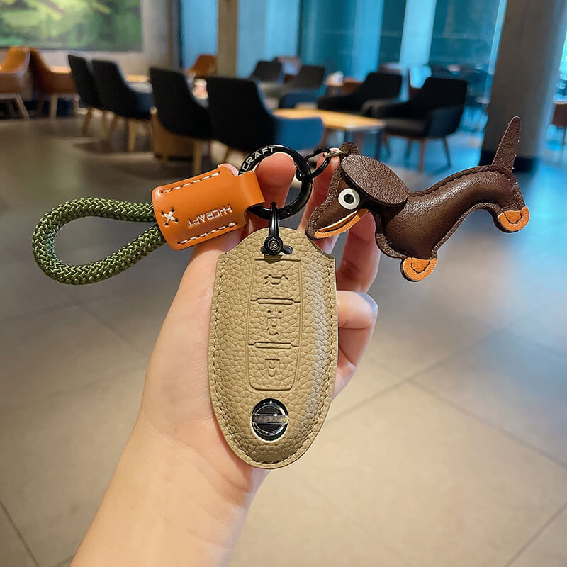 NEW【日産】うちの子チャーム［ダックス］レザースマートキーケース〔Aタイプ〕