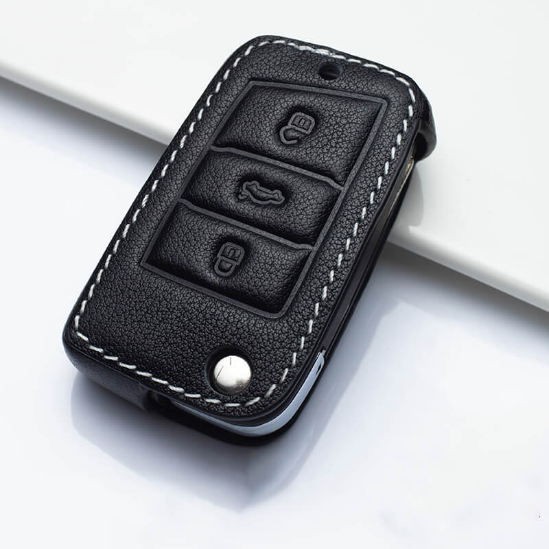 【フォルクスワーゲン】ダークカラーレザースマートキーケース Volkswagen〔Aタイプ〕