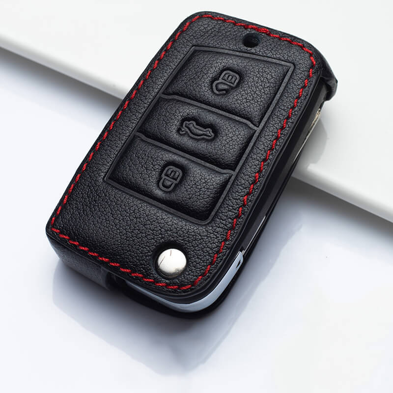 【フォルクスワーゲン】ダークカラーレザースマートキーケース Volkswagen〔Aタイプ〕